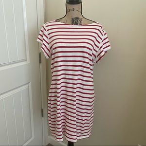 Milly x DesigNation Red & White Striped T Shirt Dress